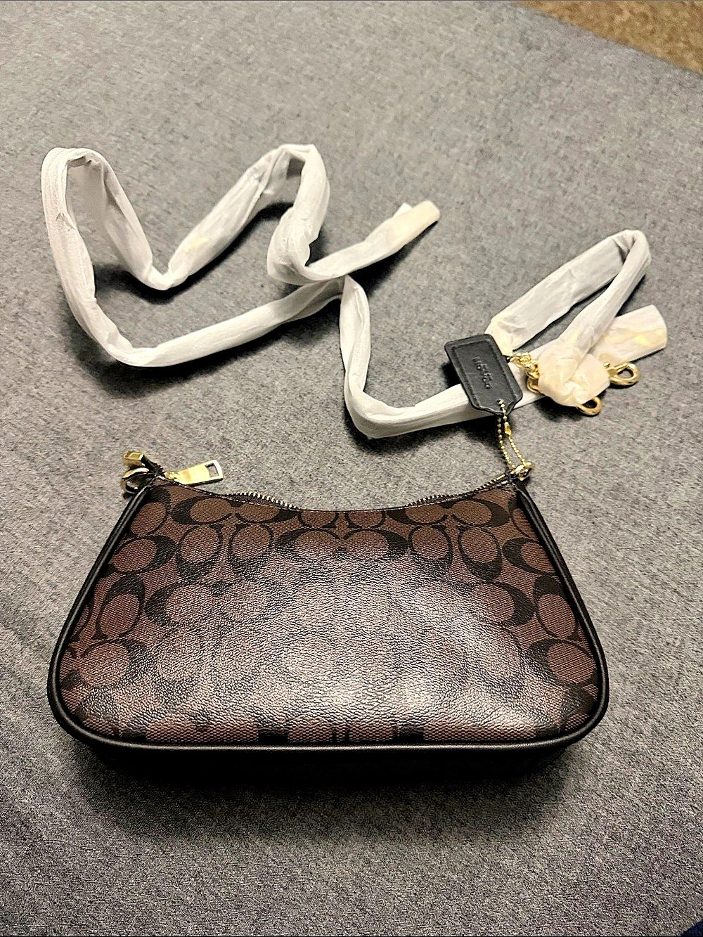 Coach Teri Shoulder Bag in Signature Canvas Brown & Black